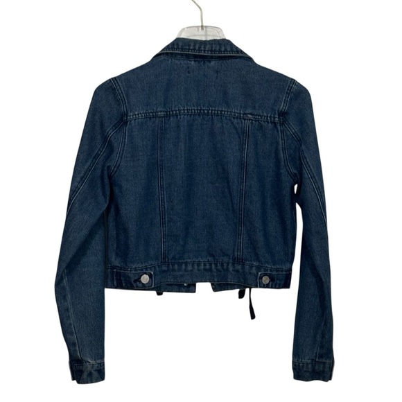 REFUGE - SIZE XS (OVERSIZED) - DARK WASH DENIM WITH LACE-UP FRONT BLACK PANEL - Picture 4 of 10
